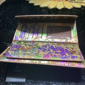 Vibrant Gold and Purple cork wallet with Holographic Appeal